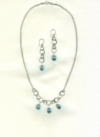 Custom Sterling Silver Blue Topaz necklace set