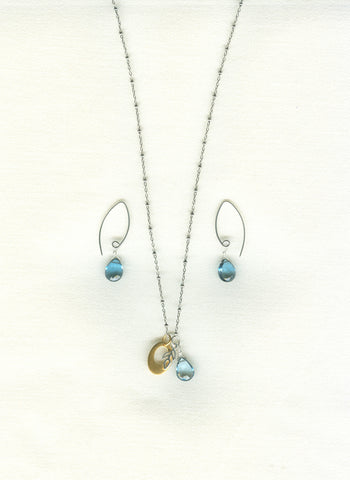 Custom Sterling Silver Blue Topaz necklace & earrings