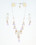 Amethyst & Pearl Rose Sterling Silver Necklace