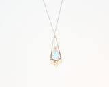 Art Deco Sterling Silver Drop with Swarovski Crystal & Pearl Necklace