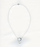 Circle & Pearl Necklace, Sterling Silver