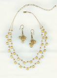 SET:  Double strand Citrine GF Necklace & Earrings