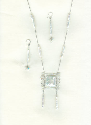 Custom Sterling Silver Pearl & Crystal necklace set