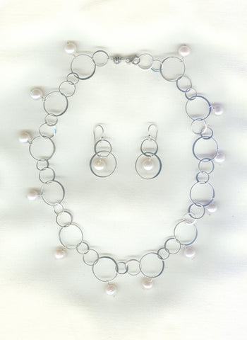 Custom Sterling Silver Chain & Pearl Necklace set