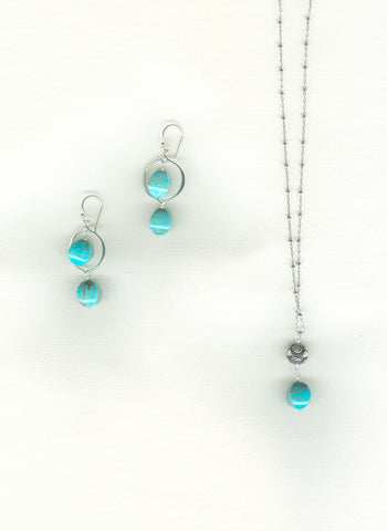 Custom Sterling Silver Turquoise necklace & earrings
