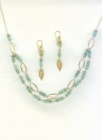 Custom Vermeil & Green Fluorite necklace & earrings