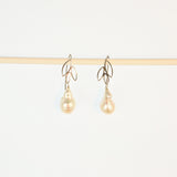 Sterling Silver Leaf Baroque Pearl Earrings