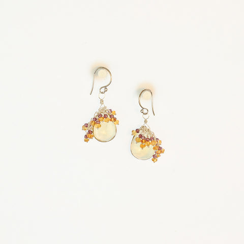 Citrine, Garnet & Champagne Quartz Sterling Silver Earrings