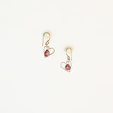 Garnet open Silver heart Earrings