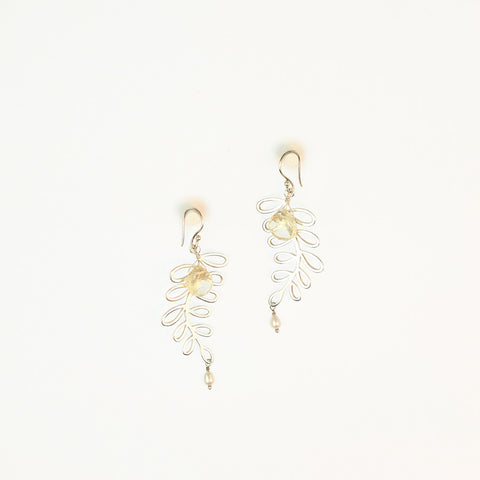 Scapolite Silver Feather earrings