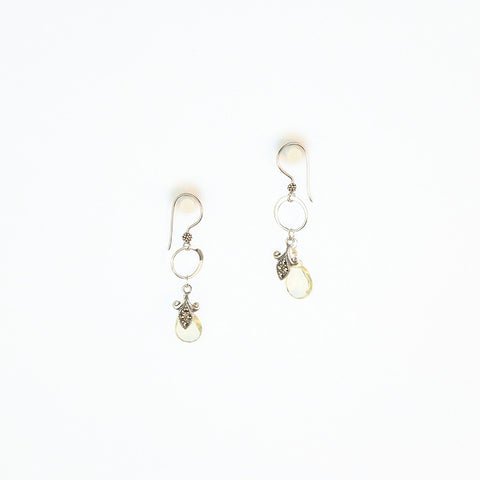 Yellow Quartz Fleur De Lis Earrings