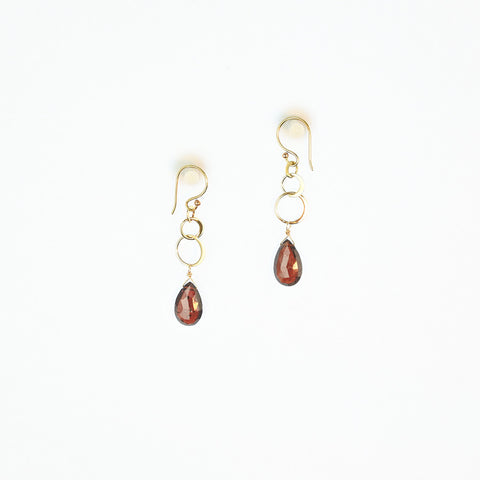 Garnets, bronze chain GF earrings