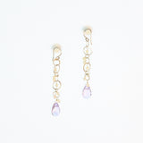 Amethyst & Pearl Sterling Silver Chain Earrings