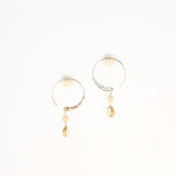 Loop Earrings with Champagne Quartz & Pearl, Sterling Silver