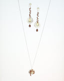 Sterling Silver drop with Garnets & Champagne Quartz Earrings