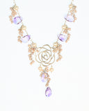 Amethyst & Pearl Rose Sterling Silver Necklace