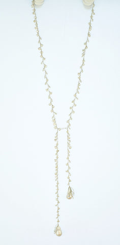 Pearl Lariat Sterling Silver Necklace