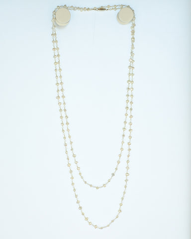 Long Hand knotted Pearl & Swarovski crystal Necklace