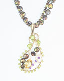 SET:  Multi Gem & Pearl Necklaces with Paisley removable Drop
