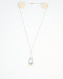 Art Deco Sterling Silver Drop with Swarovski Crystal & Pearl Necklace