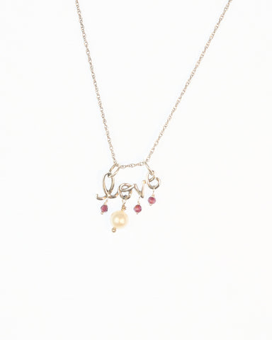 Love Charm with Pearl & Garnets Necklace
