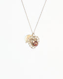 Heart Charm with Garnet & Pearl Necklace