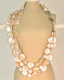 Triple Coin Pearl Hand Knotted Necklace