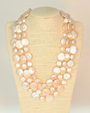 Triple Coin Pearl Hand Knotted Necklace