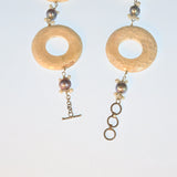Mother-of-Pearl Circle Bead and Pearl Necklace