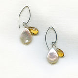 Citrine & Pearl drop Earrings