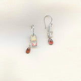 Garnet Silver Heart Earrings