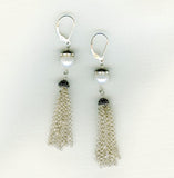 Sterling Silver Pearl Tassel Earrings