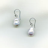 Teardrop Pearl Sterling Silver Earrings B