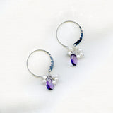 Loop Earrings with Amethyst & Pearls, Sterling Silver
