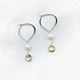 Loop Earrings with Champagne Quartz & Pearls