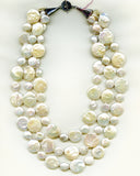 Triple Coin Pearl Hand Knotted Necklace
