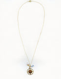 Compass Charm, Pearl & Swarovski drop Necklace