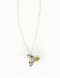 Butterfly wing charm, Champagne Quartz & Pearl Necklace