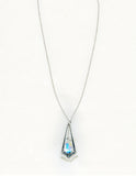 Art Deco Sterling Silver Drop with Swarovski Crystal & Pearl Necklace