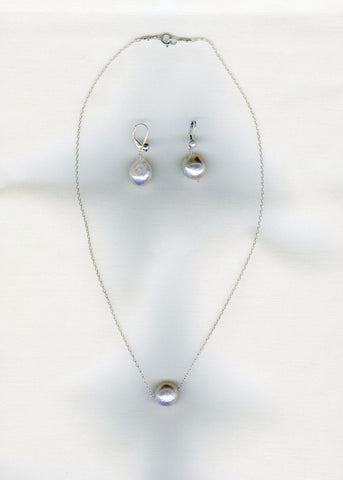 Custom natural pearl necklace & earring set