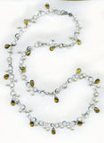 Sterling Silver chain Necklace with Whiskey Quartz & Pearls