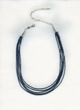 Black Spinel, five strand Sterling Silver Necklace