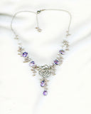 Amethyst & Pearl Rose Sterling Silver Necklace
